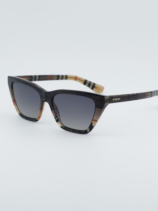 Burberry BE4468 4202T3 Sunglasses Sand Check Cat Eye Frame,Grey Polarized Lenses main image 7